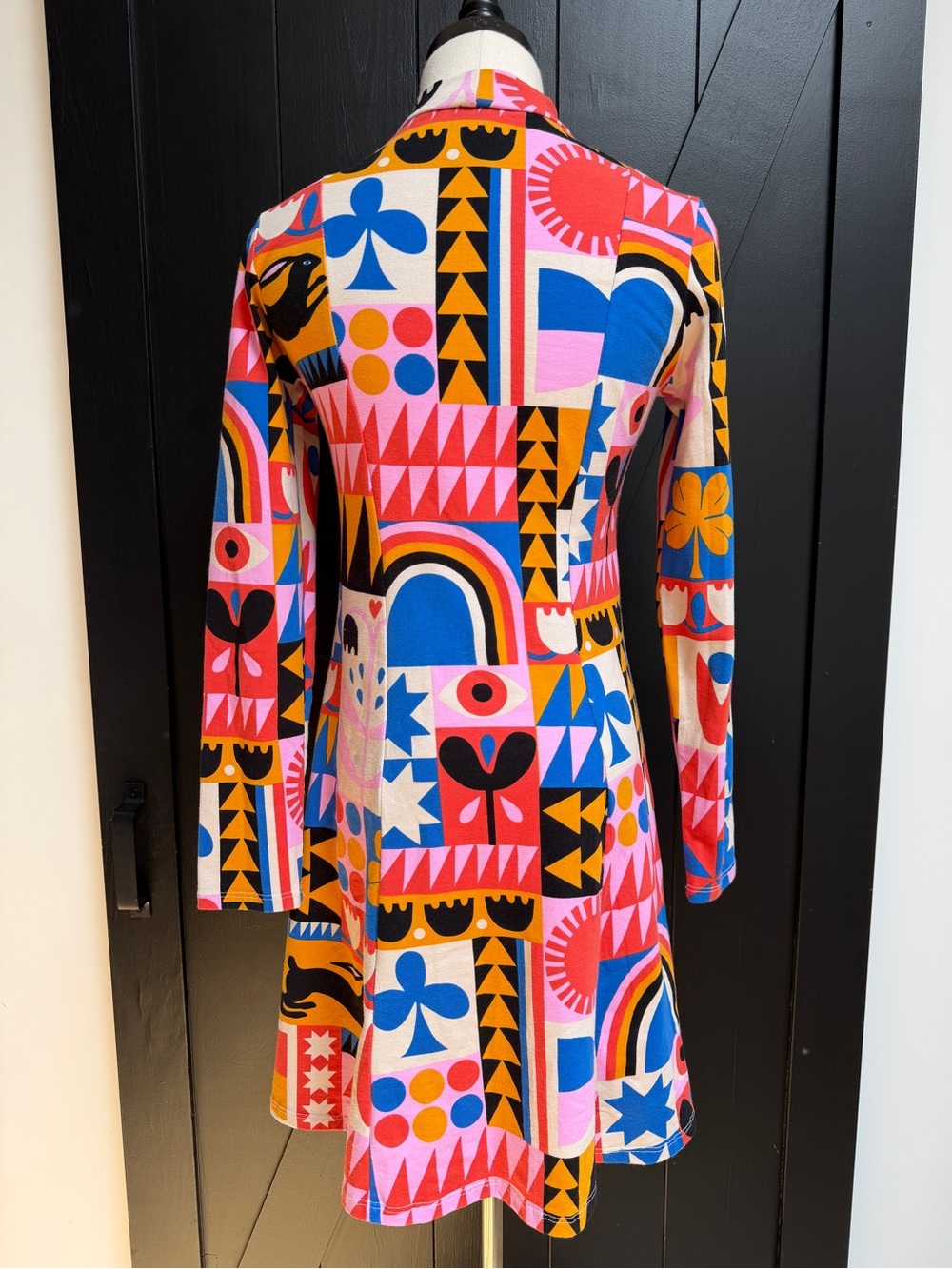 Nooworks Long Sleeve A-Line Tanya Dress Medium Lisa Congdon Rabbit Luck Like New - Picture 4 of 12